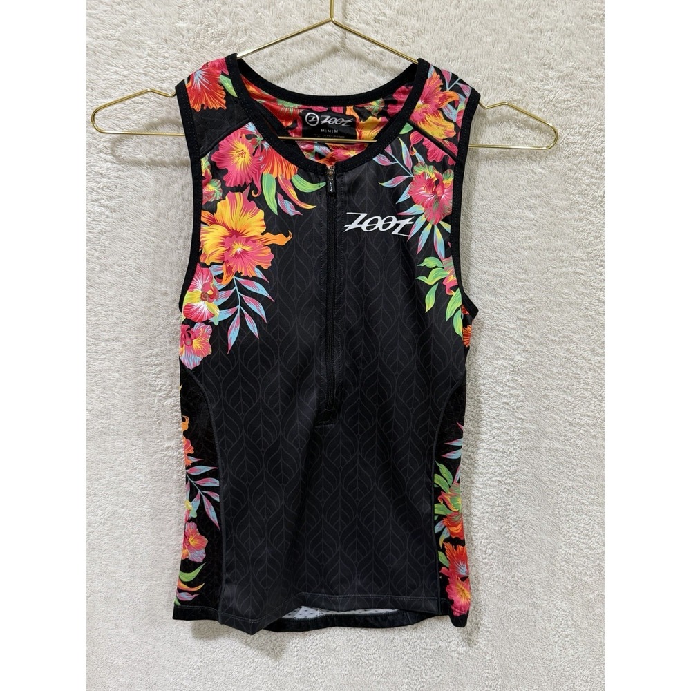 Zoot Aloha Tropical Sleeveless Cycling 1/2 Zip Jersey Women's Medium Floral